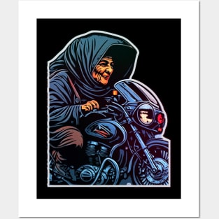 Babushka Riding A Motorcycle Posters and Art